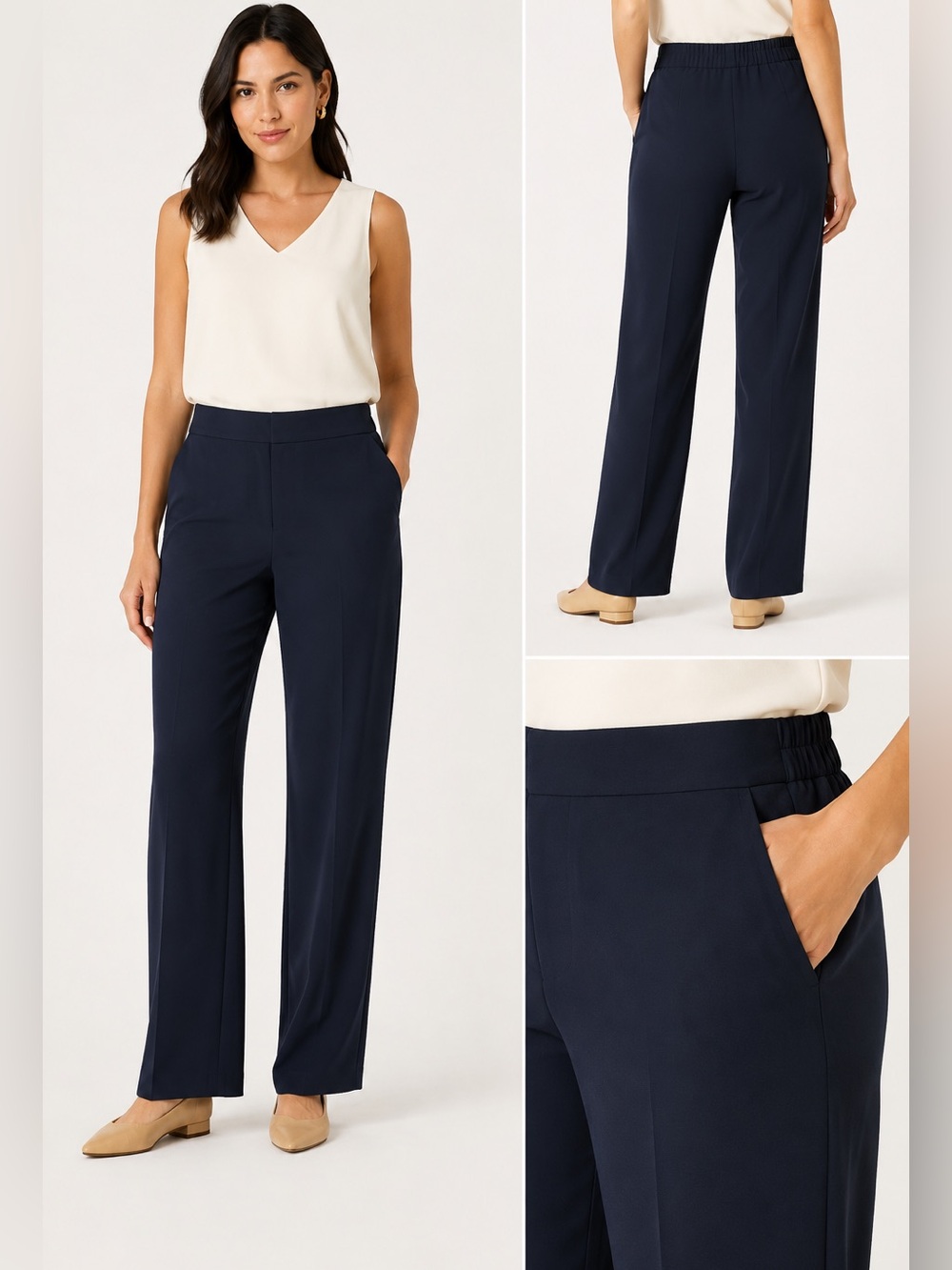 Women’s Stretch Crepe Flat Front Straight Leg Pant Size 16